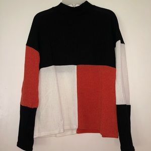 Turtle neck block colored sweater
